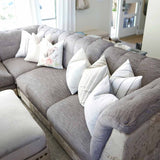 Blue/Grey Cotton & Tweed Decorative Accent Pillow 16" x 16"