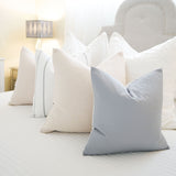 Blue/Grey Cotton & Tweed Decorative Accent Pillow 16" x 16"