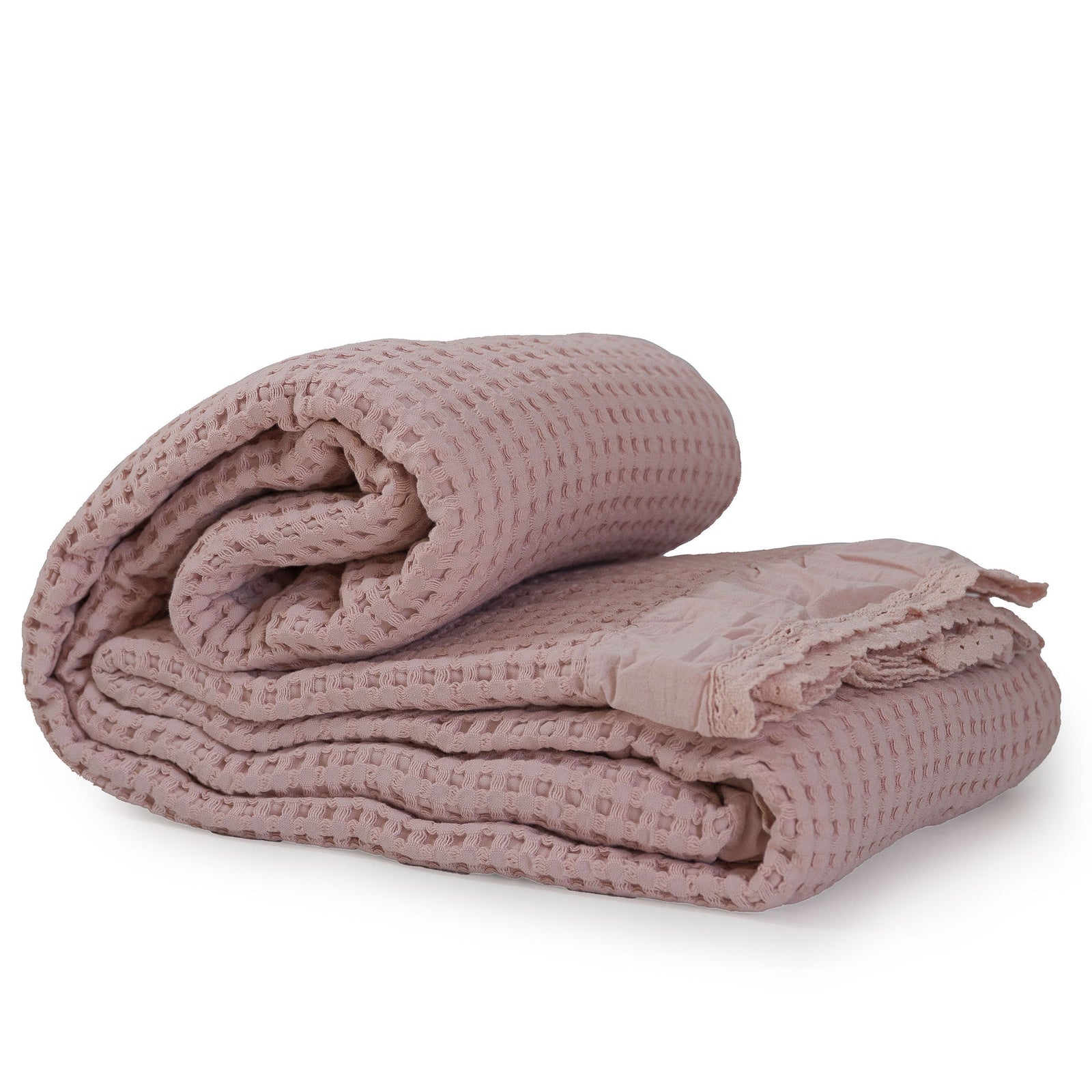 Waffle Blanket with Eyelet Trim Detail – Sovrano Home Décor