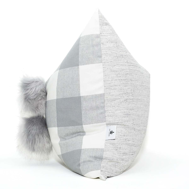 Checkered Grey Signature pom pillows™ 20" x 20"