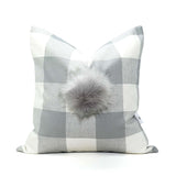 Checkered Grey Signature pom pillows™ 16" x 16"