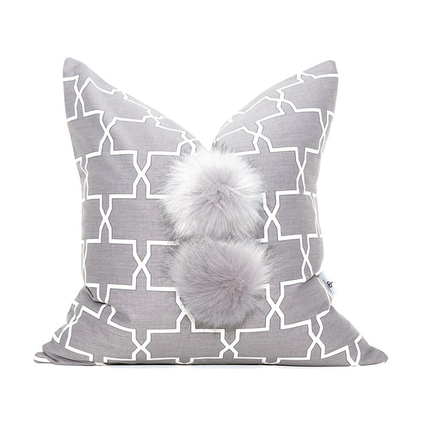 Grey Trellis Signature pom pillows™ 20" x 20"