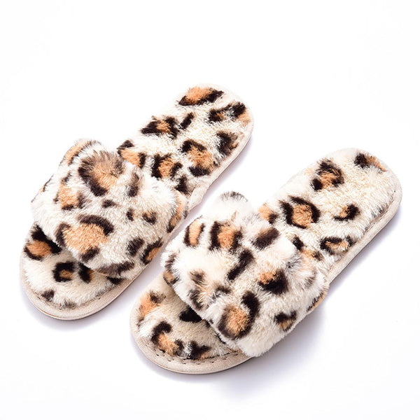 Leopard Faux Fur Slippers