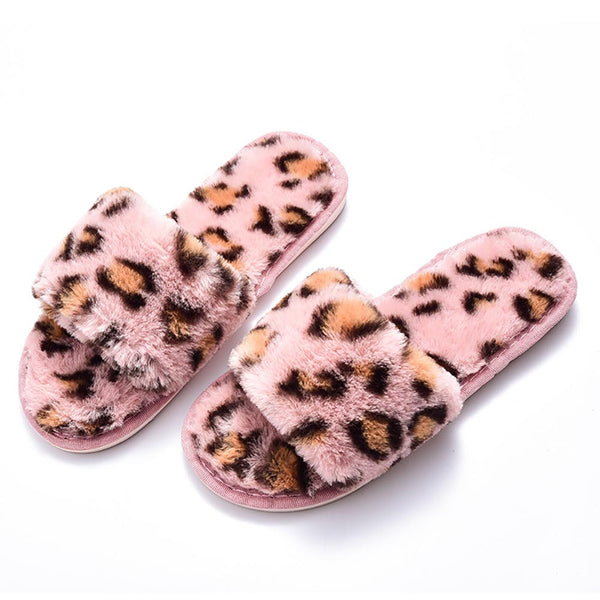 Leopard Faux Fur Slippers