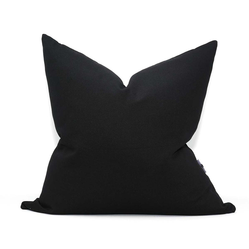 Ribbed Black Cotton Decorative Accent Pillow 16" x 16"